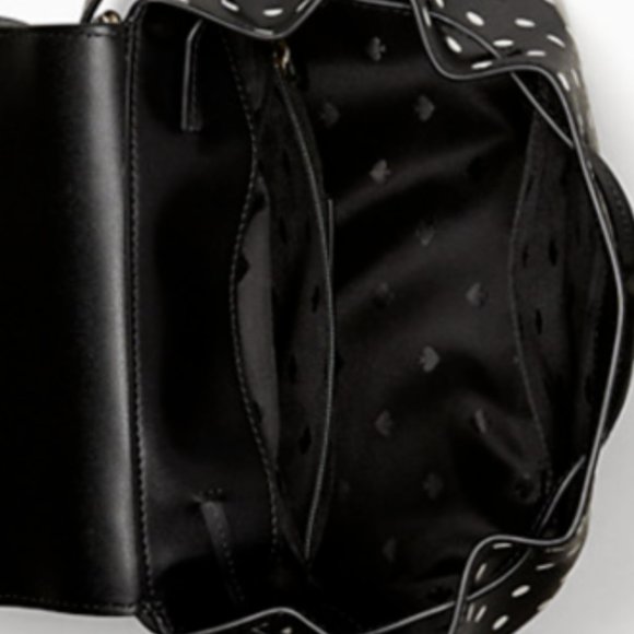 Kate Spade NWT Minnie Mouse Polka Dot Black Medium Backpack Refined Leather - Picture 4 of 10